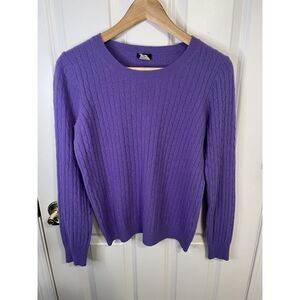 J. Crew Purple Cashmere & Wool Blend Cable Knit Sweater Size Medium